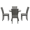 5 Piece Dining Round Table Set With One Faux Marble Top Dining Table And Four Pu Leather Chairs,Grey Grey Mdf