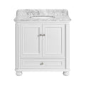 36'' Bathroom Vanity With Carrara Natural Marble Top And Backsplash, Bathroom Storage Cabinet With Doors And Drawers In White 1 White 2 Rust Resistant Bathroom Freestanding Traditional Mdf