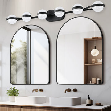 Vanity Lights With 6 Led Bulbs For Bathroom Lighting Black Black Modern Acrylic