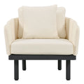 Luxury Modern 4 Piece Outdoor Iron Frame Conversation Set, Patio Chat Set With Acacia Wood Round Coffee Table For Backyard, Deck, Poolside, Indoor Use, Loveseat Arm Chairs, Beige Yes Sectional Beige Weather Resistant Frame Water Resistant Cushion Garden