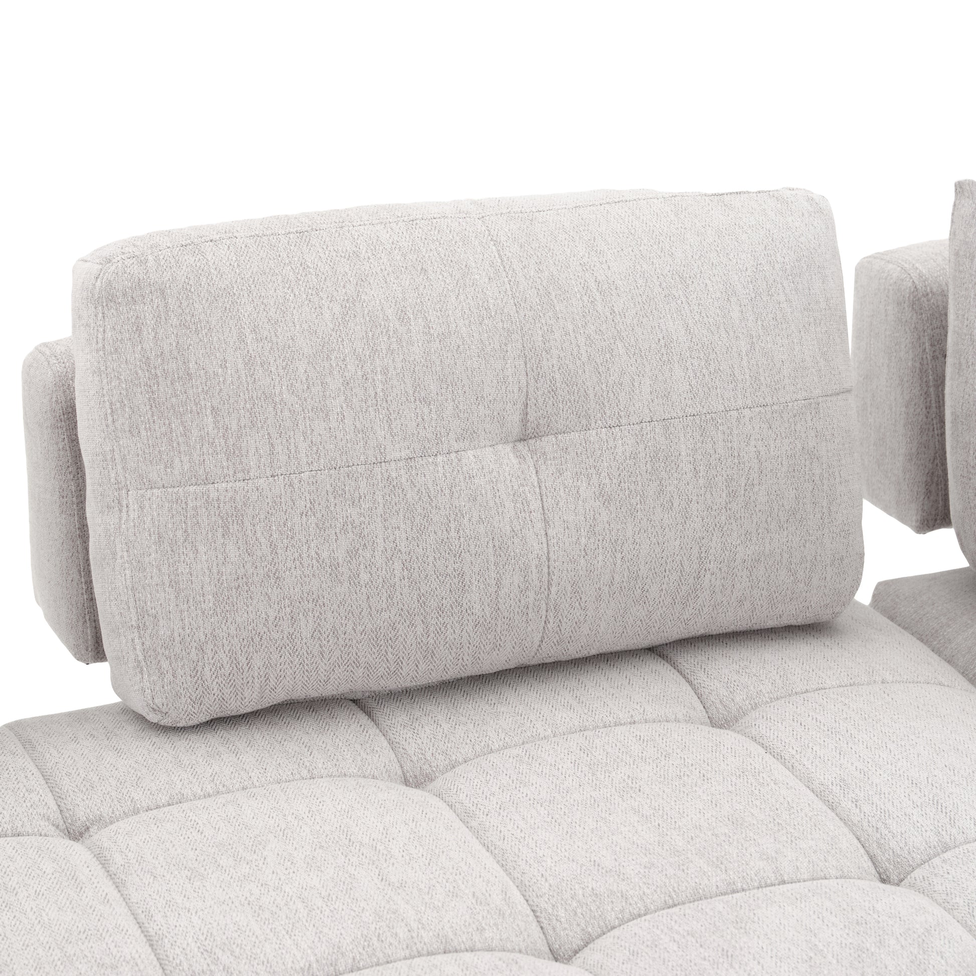 91.73" L Shaped Sofa Sectional Sofa Couch With 2 Stools And 2 Lumbar Pillows For Living Room, Light Grey Light Grey Chenille