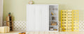 Queen Size Murphy Bed Wall Bed With Shelves,White White Solid Wood Mdf