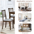 Wooden Dining Chairs Set Of 4, Kitchen Chair With Padded Seat, Upholstered Side Chair For Dining Room, Living Room, Walnut Walnut Dining Room Rubberwood Rubber Wood