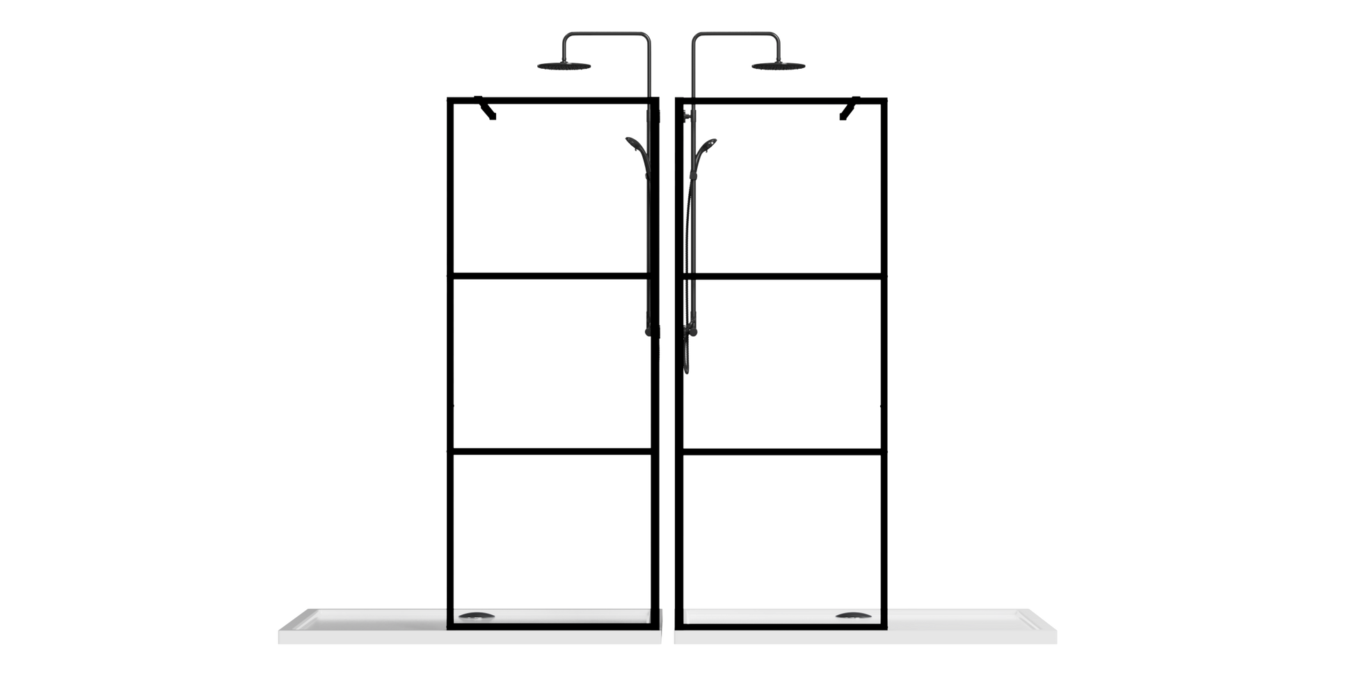 Goodyo 34" Shower Screen Door Walk In Wet Room, Black, 3 Panel Style Black Tempered Glass