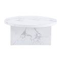 A White Mdf Material Circular Patterned Coffee Table, A 31.4 Inch White Center Table, Modern Coffee Table, Suitable For Small Spaces And Living Rooms. White Mdf