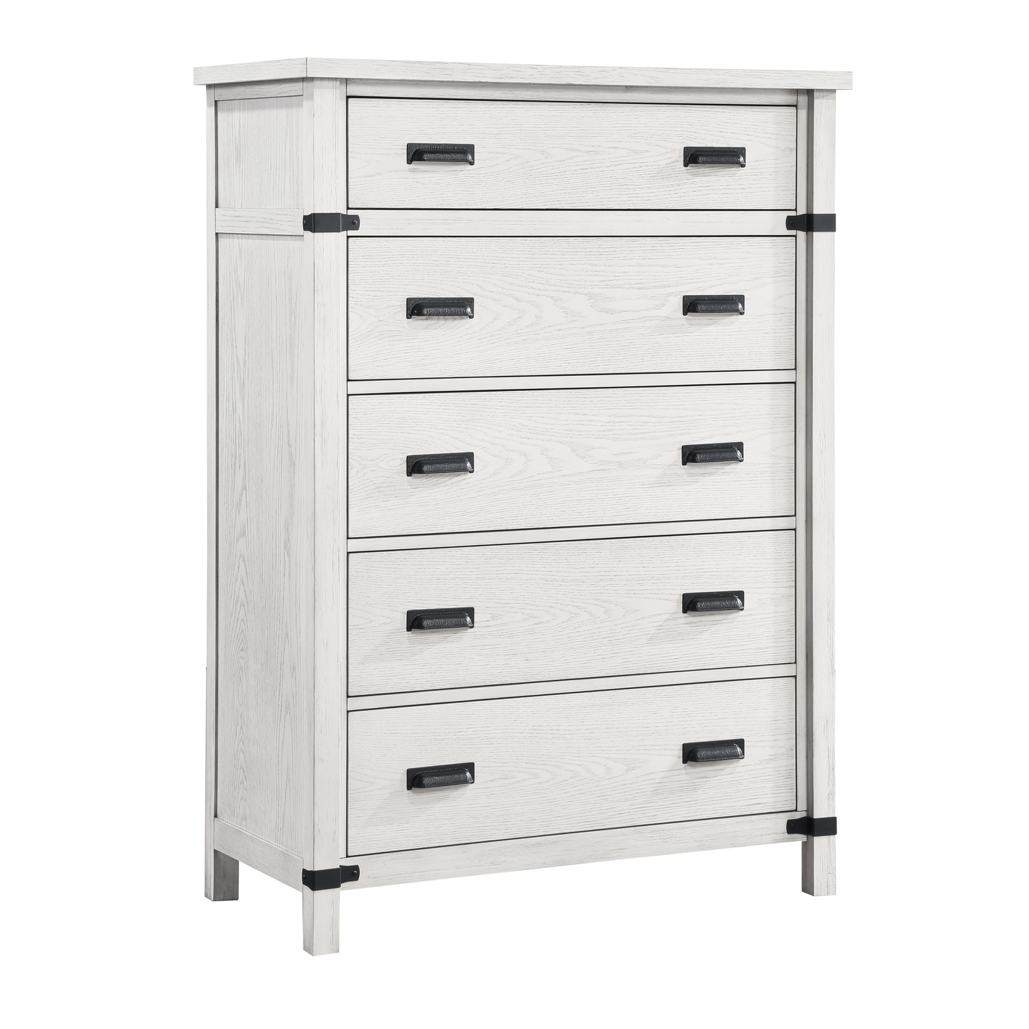 Loretta Modern Style 5 Drawer Chest Made With Wood In Antique White Antique White Bedroom Modern Solid Wood Mdf Wood