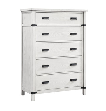 Loretta Modern Style 5 Drawer Chest Made With Wood In Antique White Antique White Bedroom Modern Solid Wood Mdf Wood