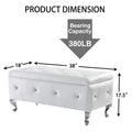 Upholstered Storage Ottoman Bench For Bedroom End Of Bed Faux Leather Rectangular Storage Benches Footrest With Crystal Buttons For Living Room Entryway White White Bedroom Black Pine Wood White Pu Vanity Stools Faux Leather Rectangular American