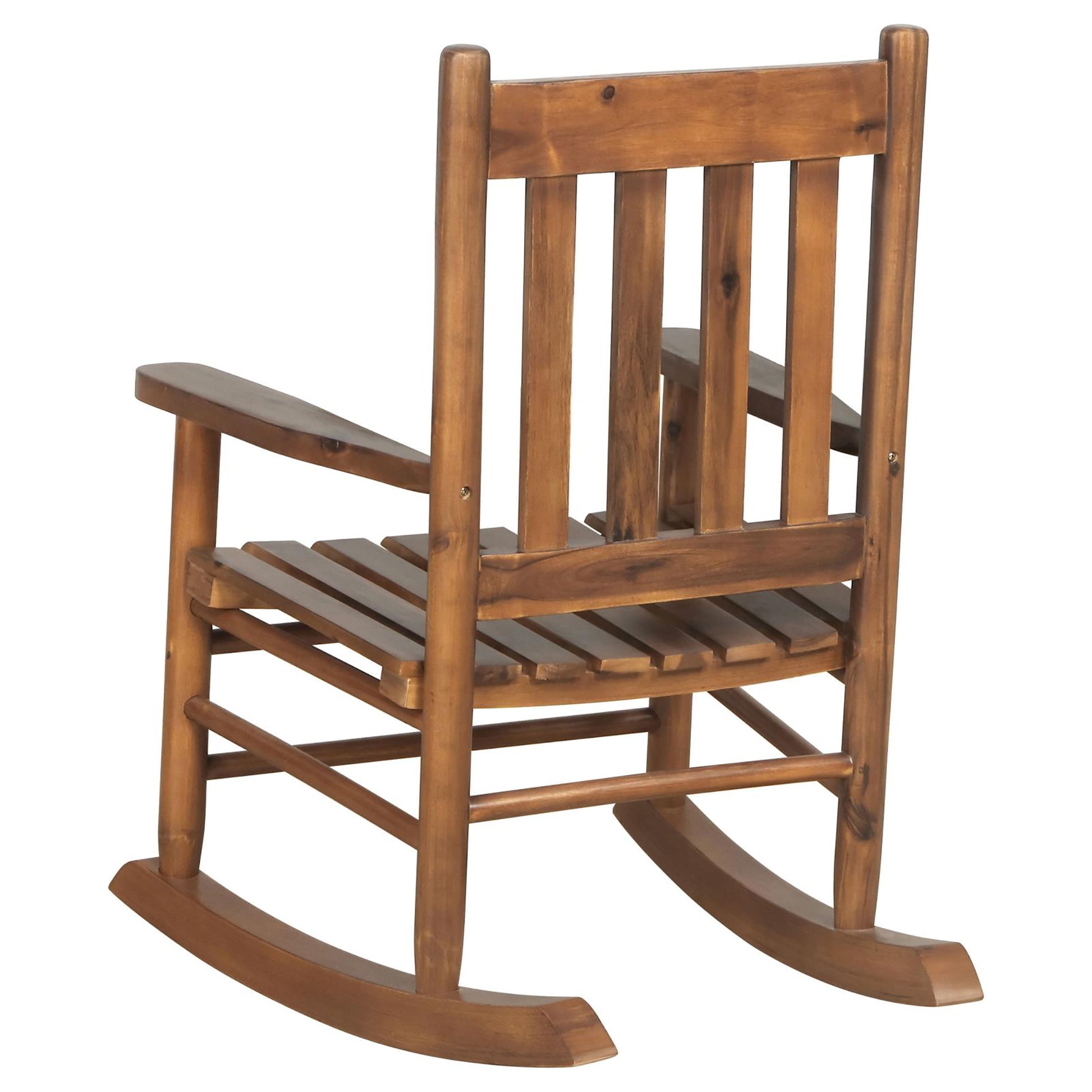 Golden Brown Slat Back Youth Rocking Chair Brown Primary Living Space Traditional Rocking Chairs Acacia Slat Back Wood