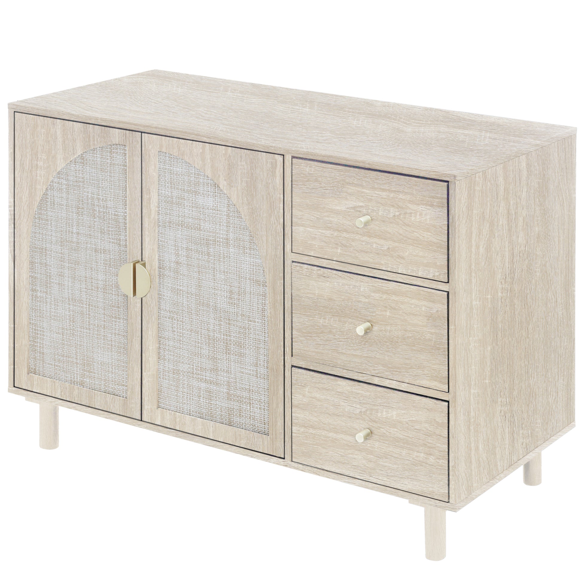 2 Door 3 Drawer Cabinet, Suitable For Bedroom, Living Room, Study Natural Mdf