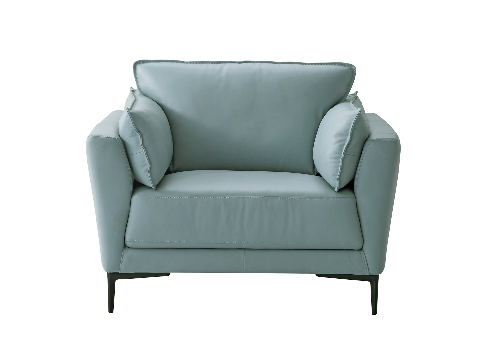 Mesut Chair, Light Blue Top Grain Leather & Black Finish Lv02389 Light Blue Leather