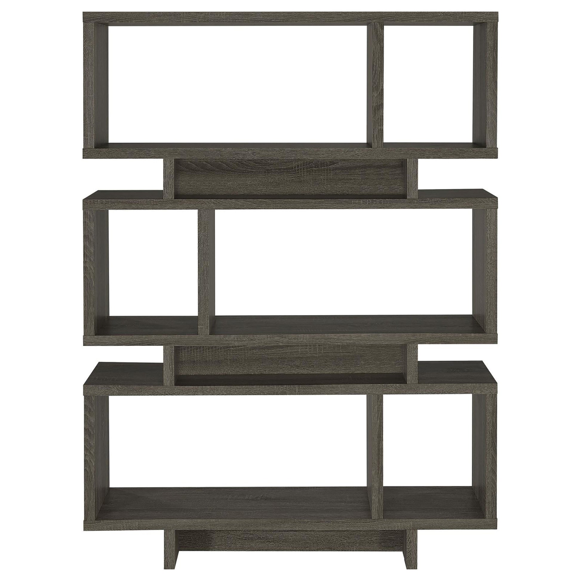 Weathered Grey 5 Shelf Bookcase 5 Grey Gray Horizontal Office Open Back Wood Contemporary,Modern Wood