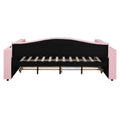 Full Size Upholstered Daybed With Storage Armrests, Trundle And Latest Integrated Bluetooth Audio System, Teddy Fleece, Pink Pink Fleece