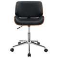 Black And Walnut Swivel Office Chair Solid Black Office Spot Clean Contemporary,Modern Office Chairs Solid Back Foam Adjustable Height Upholstered