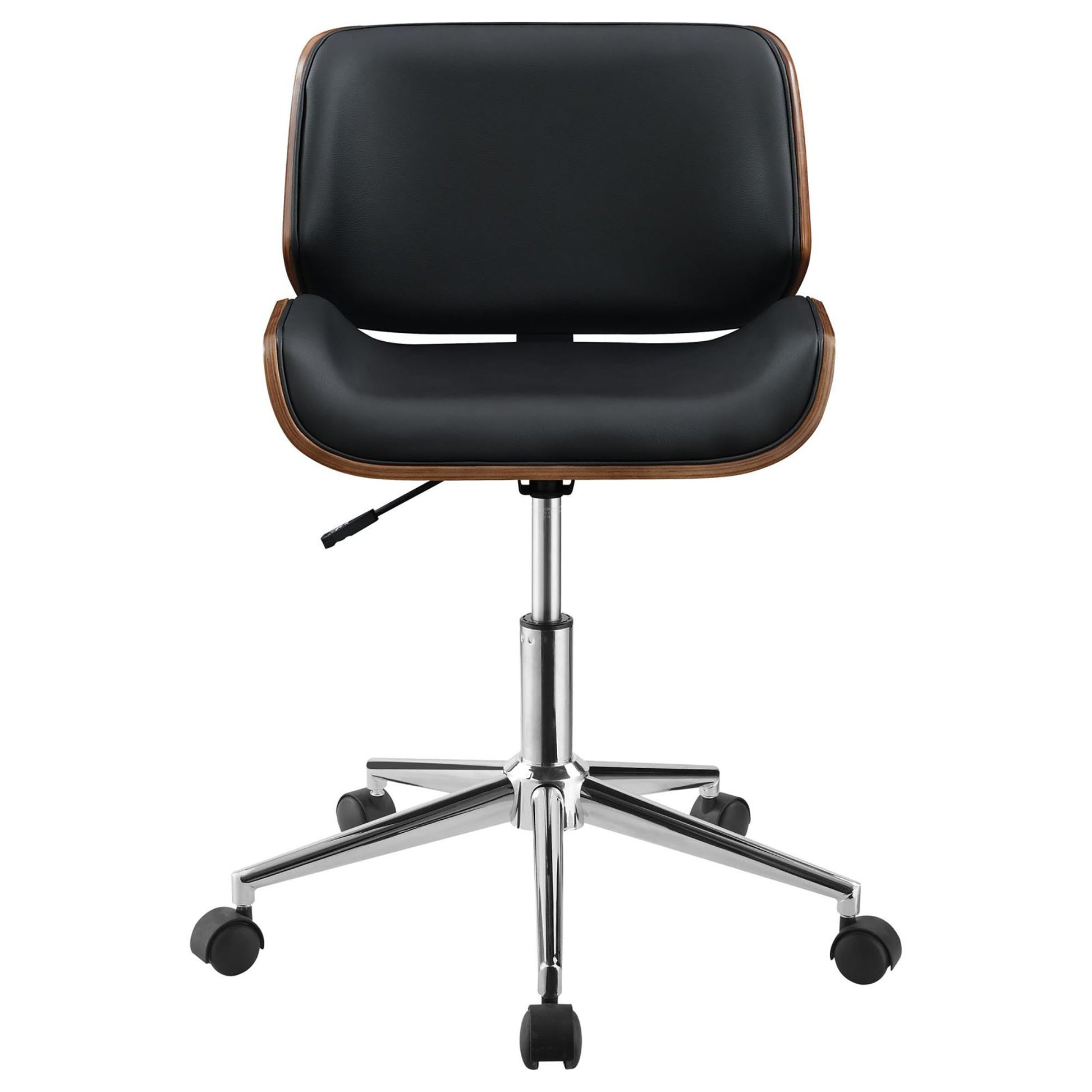 Black And Walnut Swivel Office Chair Solid Black Office Spot Clean Contemporary,Modern Office Chairs Solid Back Foam Adjustable Height Upholstered