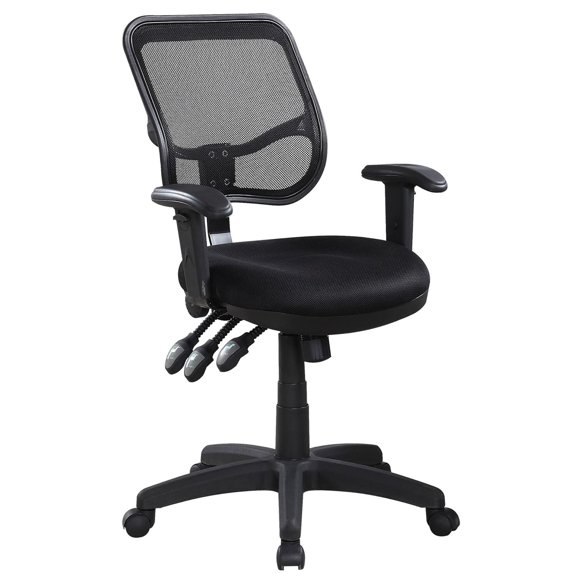 Black Swivel Office Chair With Armrest Black Office Contemporary,Modern Office Chairs Solid Back Foam Adjustable Height Upholstered