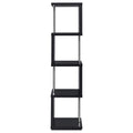 Black And Chrome 4 Tier Bookcase 4 Black Horizontal Office Open Back Wood Contemporary,Modern Wood