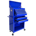 High Capacity Rolling Tool Chest With Wheels And Drawers, 8 Drawer Tool Storage Cabinet Blue Navy Blue Steel