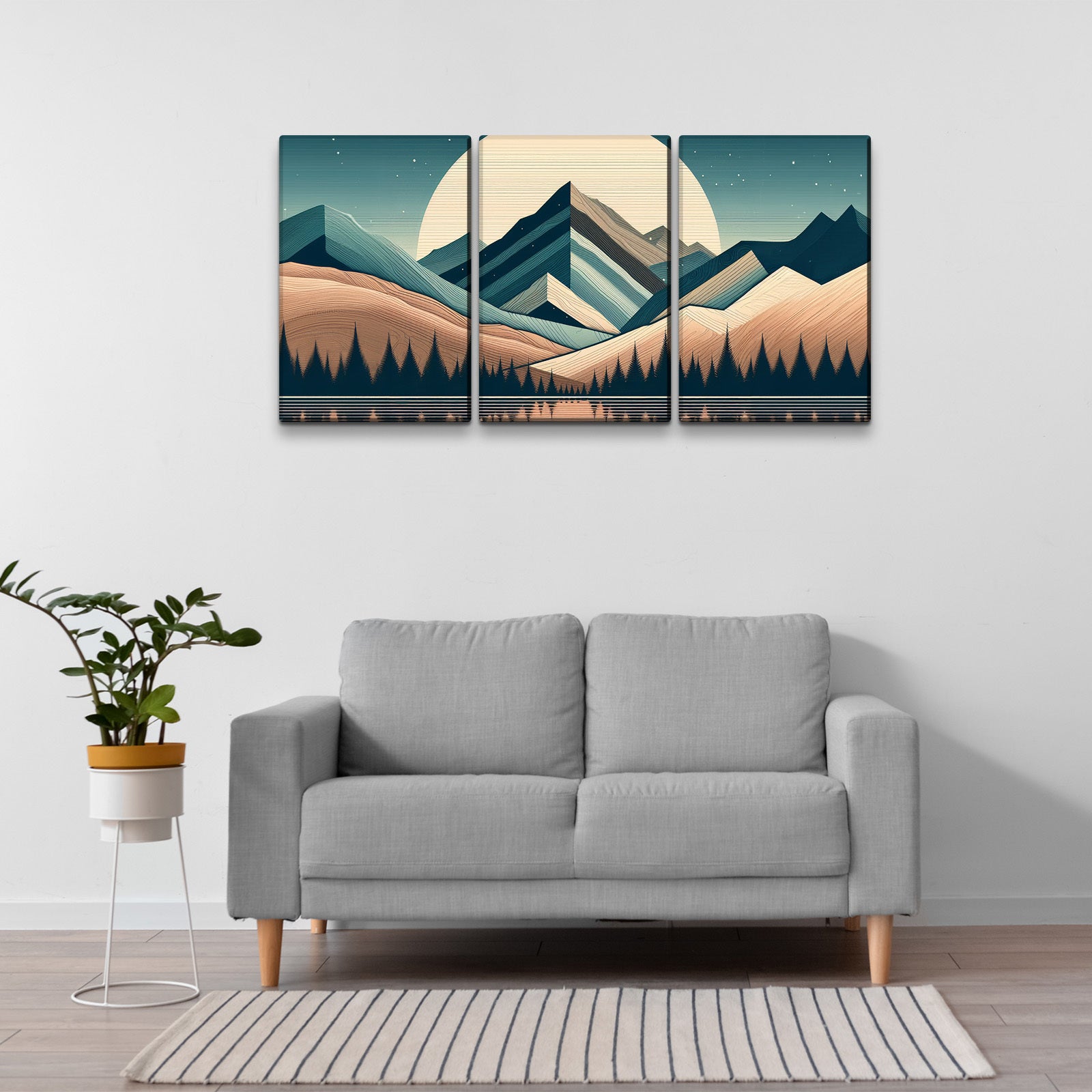 3 Panels Framed Abstract Wood Grain Boho Style Mountain & Forest Canvas Wall Art Decor,3 Pieces Mordern Canvas Decoration Painting For Office,Dining Room,Living Room, Bedroom Decor Ready To Hang Rectangle Framed Multicolor Oversized 41In Canvas Nature