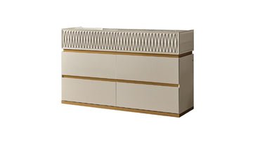 Delfano Modern Style 6 Drawer Dresser Made With Wood In Beige Beige Bedroom Contemporary,Modern Solid Wood Mdf Wood