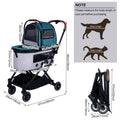 Automatic Folding Double Decker Pet Trolley, Separate Pet Trolley Lightweight Small And Medium Dog Cat Dog Trolley Dark Green Oxford Fabric