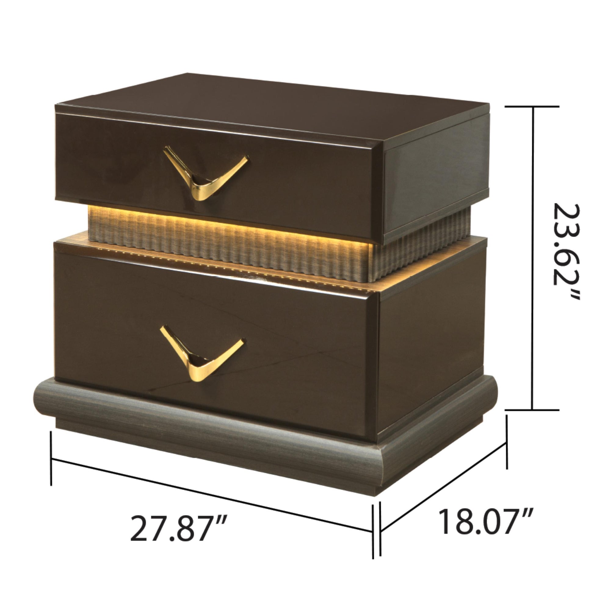 Dunhill Modern Style 2 Drawer Night Stand Made With Wood In Brown Brown 2 Drawers Bedroom Bedside Cabinet Modern Dovetail Joints Solid Wood Mdf Wood