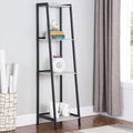 Grey Stone And Black Ladder Bookcase 4 Shelf 4 Grey Standard Horizontal Office Open Back Wood Industrial Metal