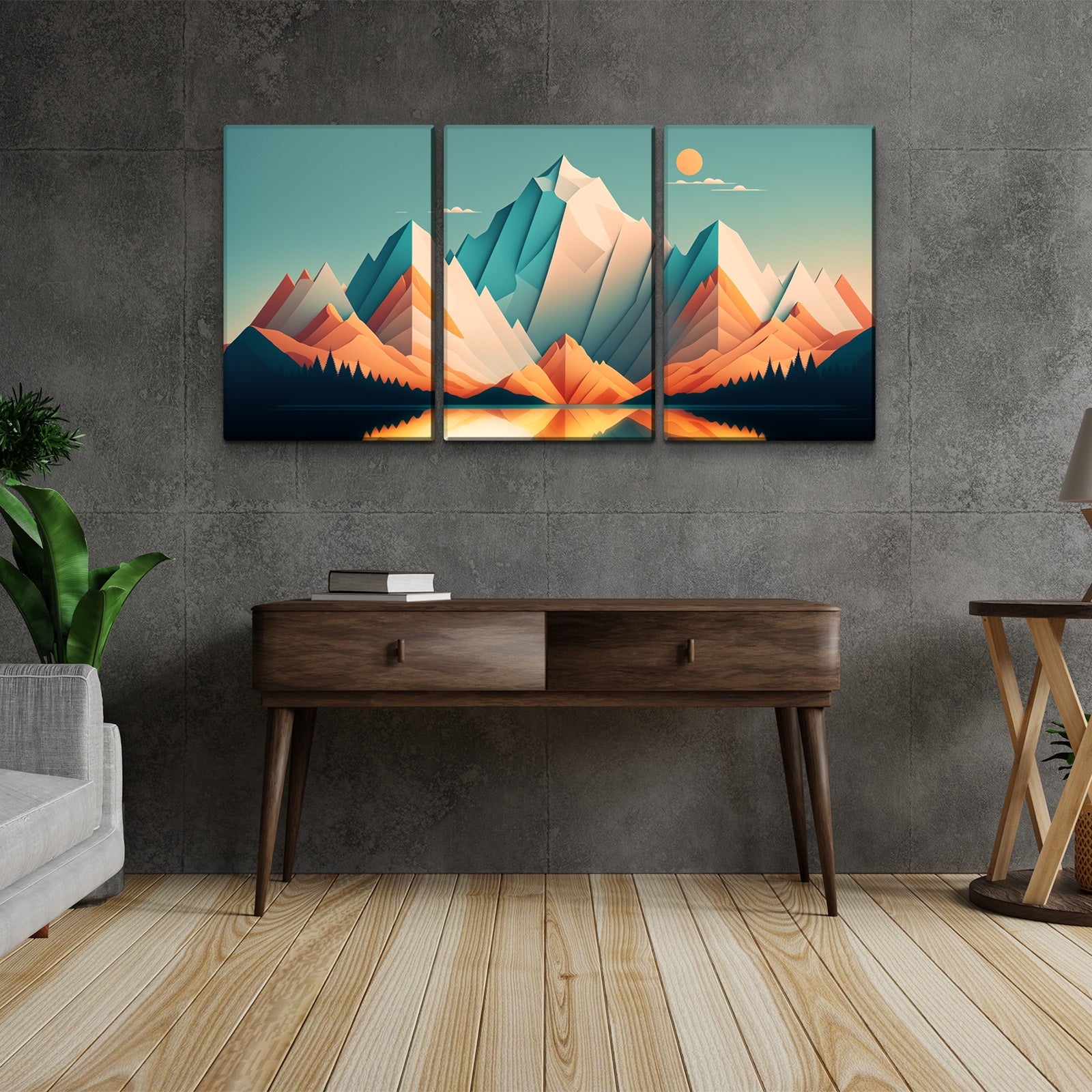 3 Panels Framed Abstract Wood Grain Boho Style Mountain & Forest Canvas Wall Art Decor,3 Pieces Mordern Canvas Decoration Painting For Office,Dining Room,Living Room, Bedroom Decor Ready To Hang Rectangle Framed Multicolor Oversized 41In Canvas Nature