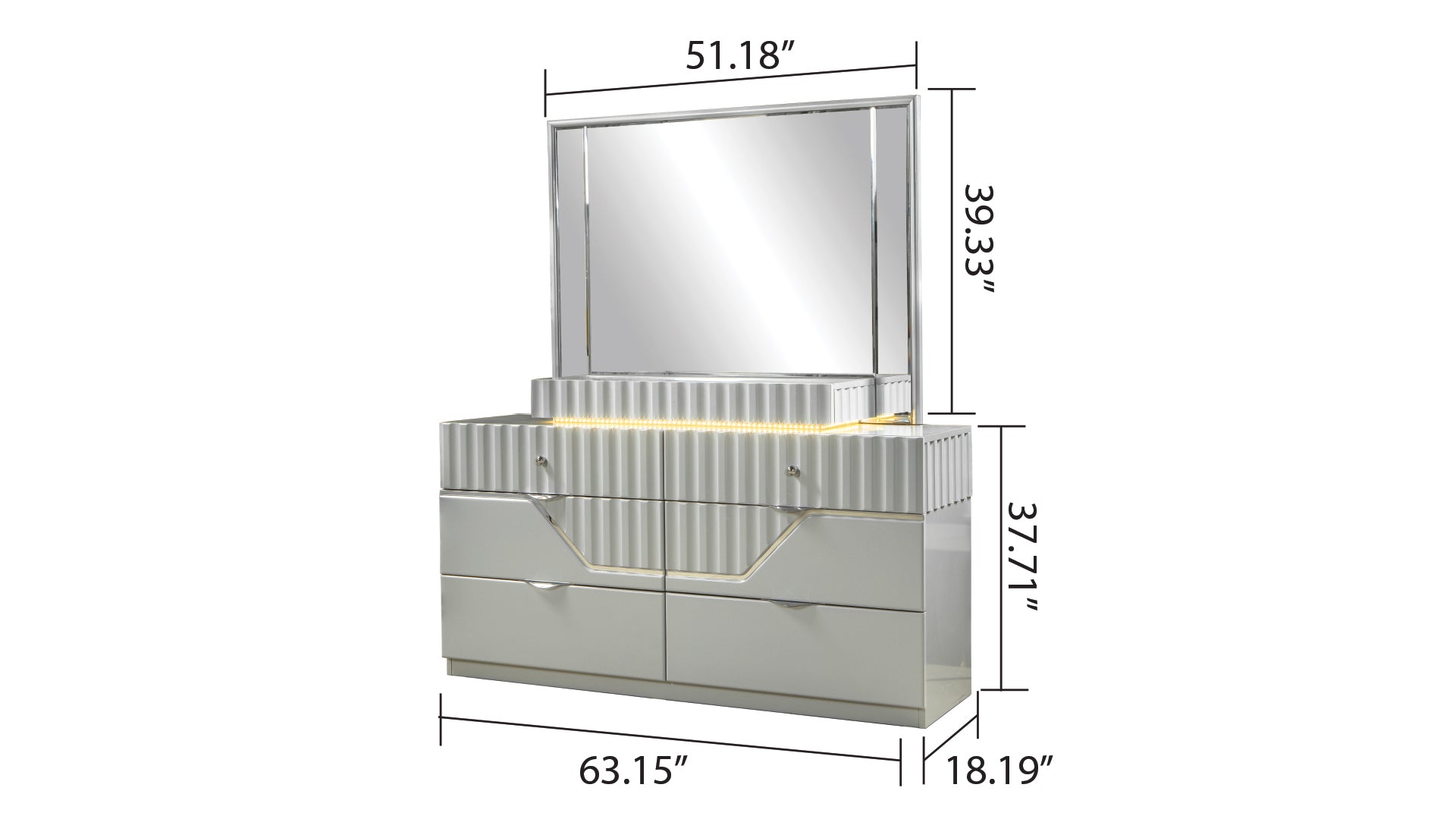 Da Vinci Modern Style 4 Pc Queen Bedroom Set Made With Wood In Gray Box Spring Not Required Queen Gray Wood 4 Piece Set Bedroom Bed Included,Dresser Included,Mirror Included,Nightstand Included Contemporary,Modern Solid Wood Mdf Built In Lighting Wood