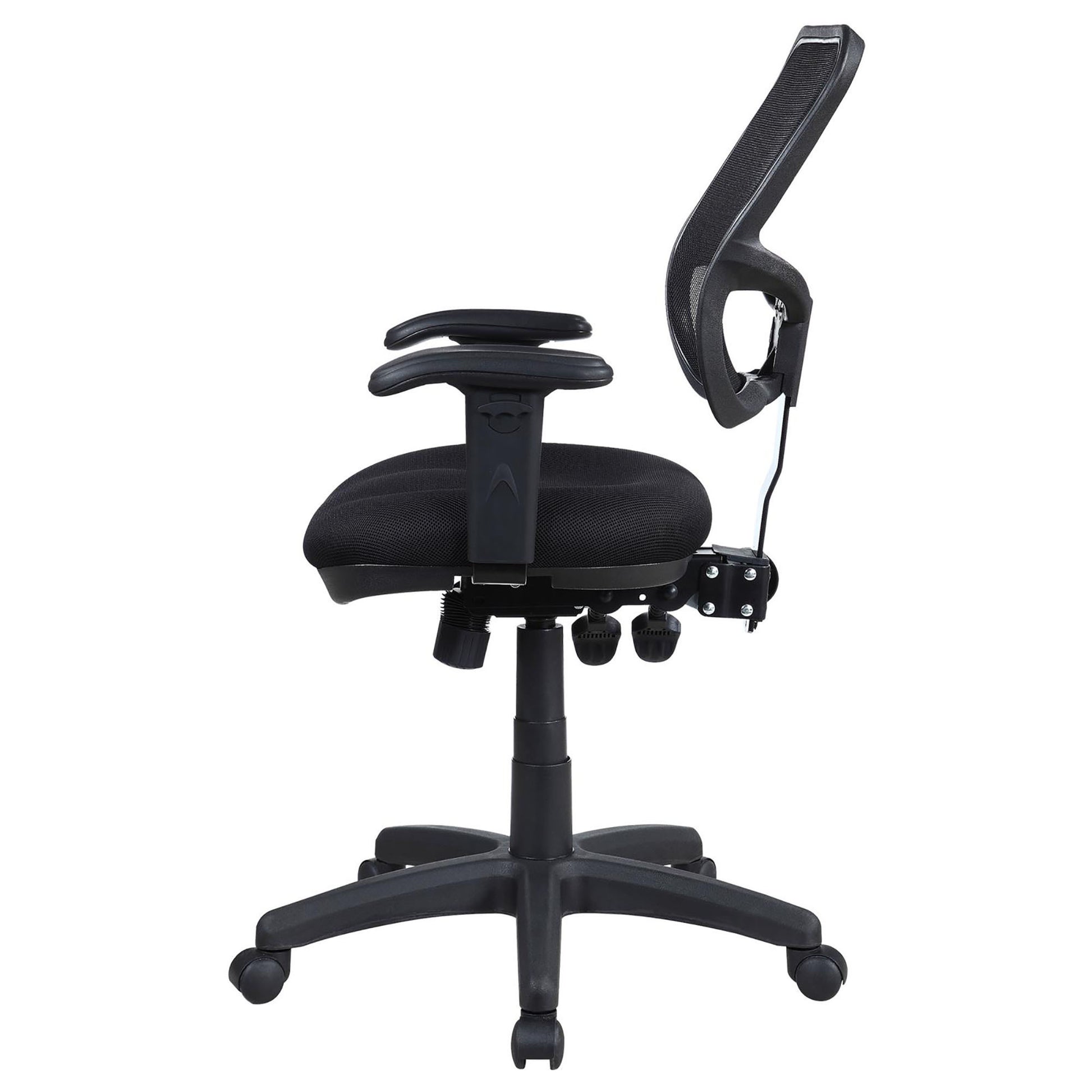 Black Swivel Office Chair With Armrest Black Office Contemporary,Modern Office Chairs Solid Back Foam Adjustable Height Upholstered