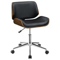 Black And Walnut Swivel Office Chair Solid Black Office Spot Clean Contemporary,Modern Office Chairs Solid Back Foam Adjustable Height Upholstered