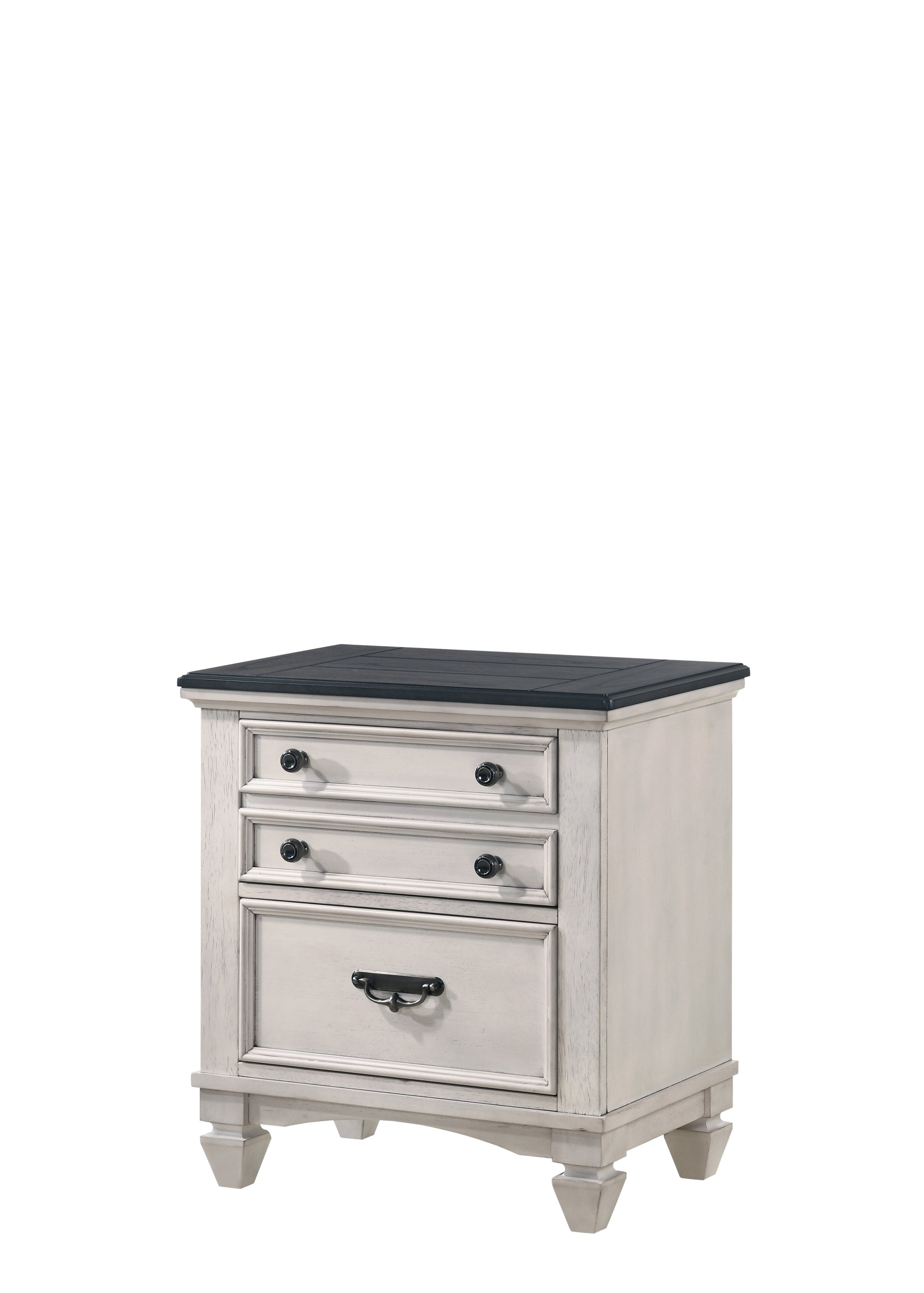 Beautiful Two Tone Finish 1 Pc Nightstand End Table Two Storage Drawers Bedroom Furniture Brown Solid Wood