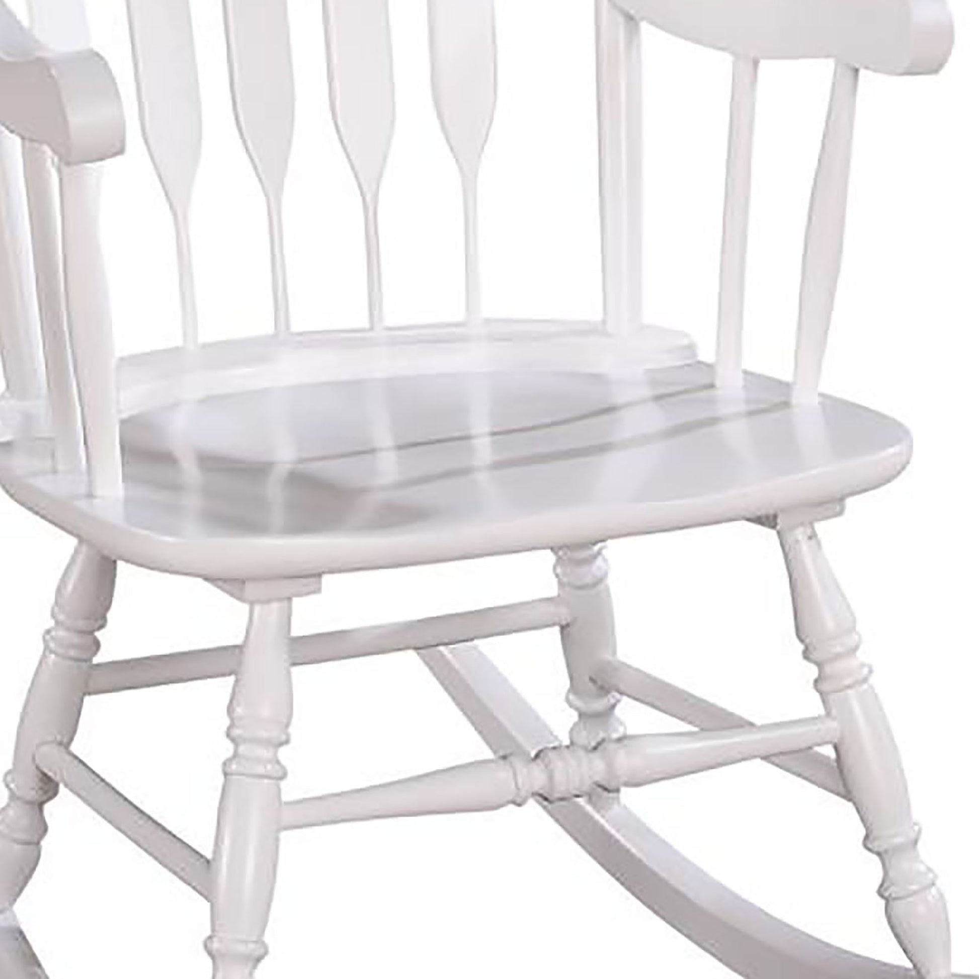 White Slat Back Rocking Chair White White Primary Living Space Traditional Rocking Chairs Rubberwood Arrow Back Wood