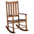 Golden Brown Slat Back Rocking Chair Brown Primary Living Space Farmhouse,Rustic Rocking Chairs Acacia Slat Back Wood