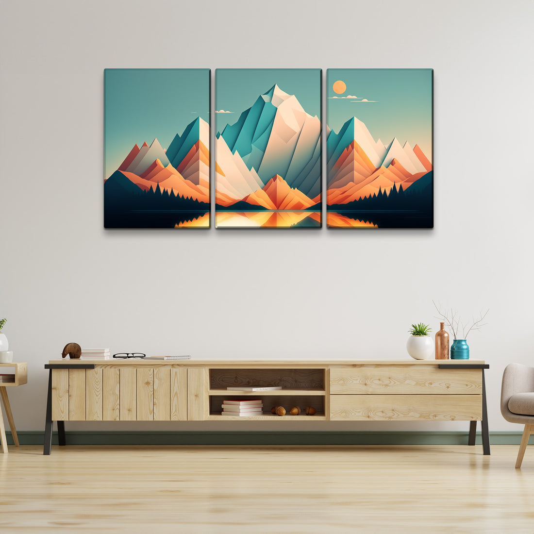 3 Panels Framed Abstract Wood Grain Boho Style Mountain & Forest Canvas Wall Art Decor,3 Pieces Mordern Canvas Decoration Painting For Office,Dining Room,Living Room, Bedroom Decor Ready To Hang Rectangle Framed Multicolor Oversized 41In Canvas Nature