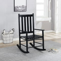 Black Slat Back Rocking Chair Black Primary Living Space Traditional Rocking Chairs Acacia Slat Back Wood