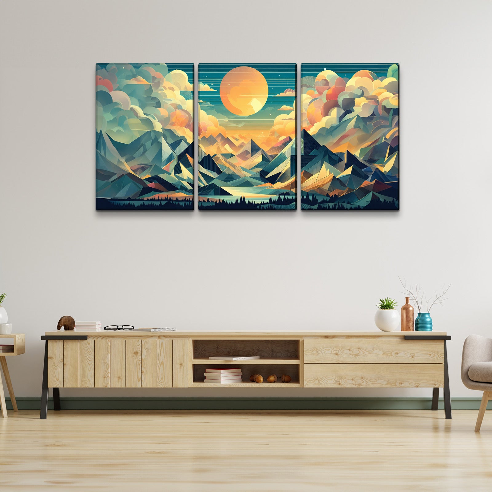 3 Panels Framed Abstract Wood Grain Boho Style Mountain & Forest Canvas Wall Art Decor,3 Pieces Mordern Canvas Decoration Painting For Office,Dining Room,Living Room, Bedroom Decor Ready To Hang Rectangle Framed Multicolor Oversized 41In Canvas Nature