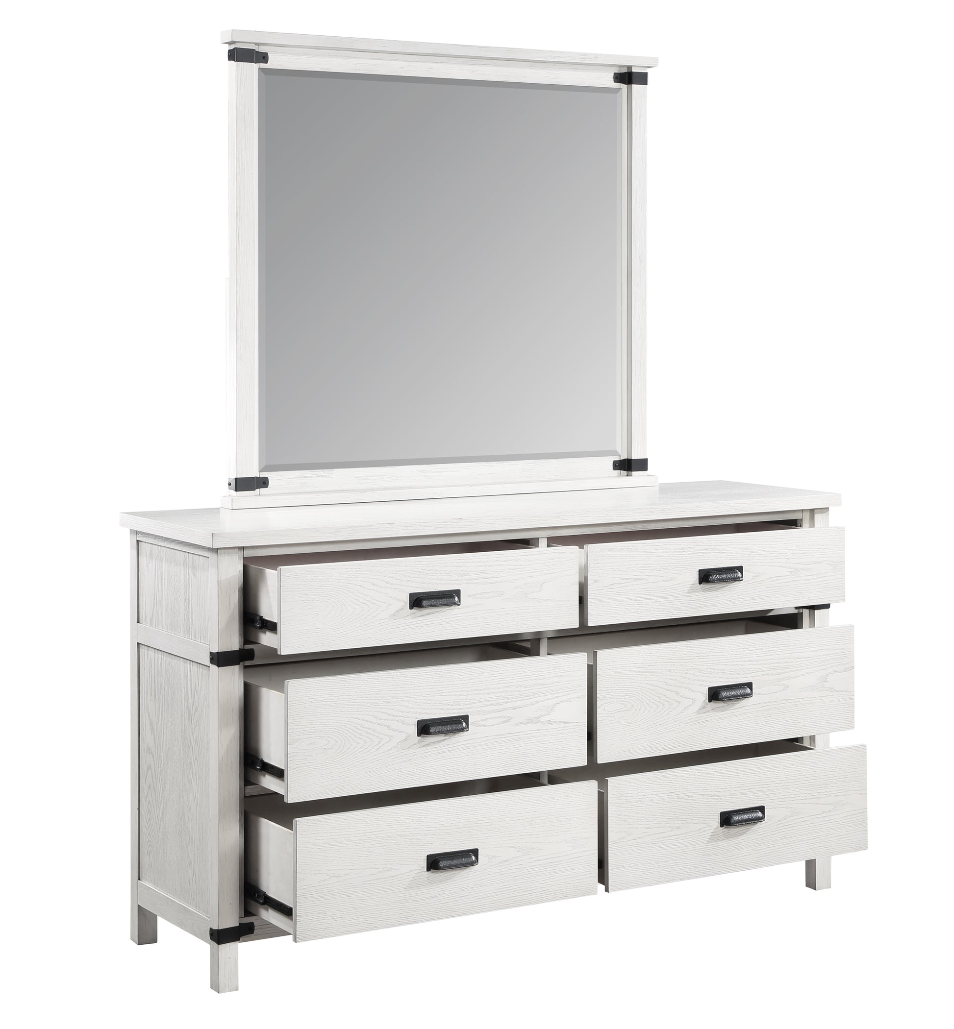 Loretta Modern Style 4 Pc Queen Bedroom Set Made With Wood In Antique White Queen Antique White Wood White 4 Piece Set Bedroom Bed Included,Dresser Included,Mirror Included,Nightstand Included Modern Solid Wood Mdf Wood