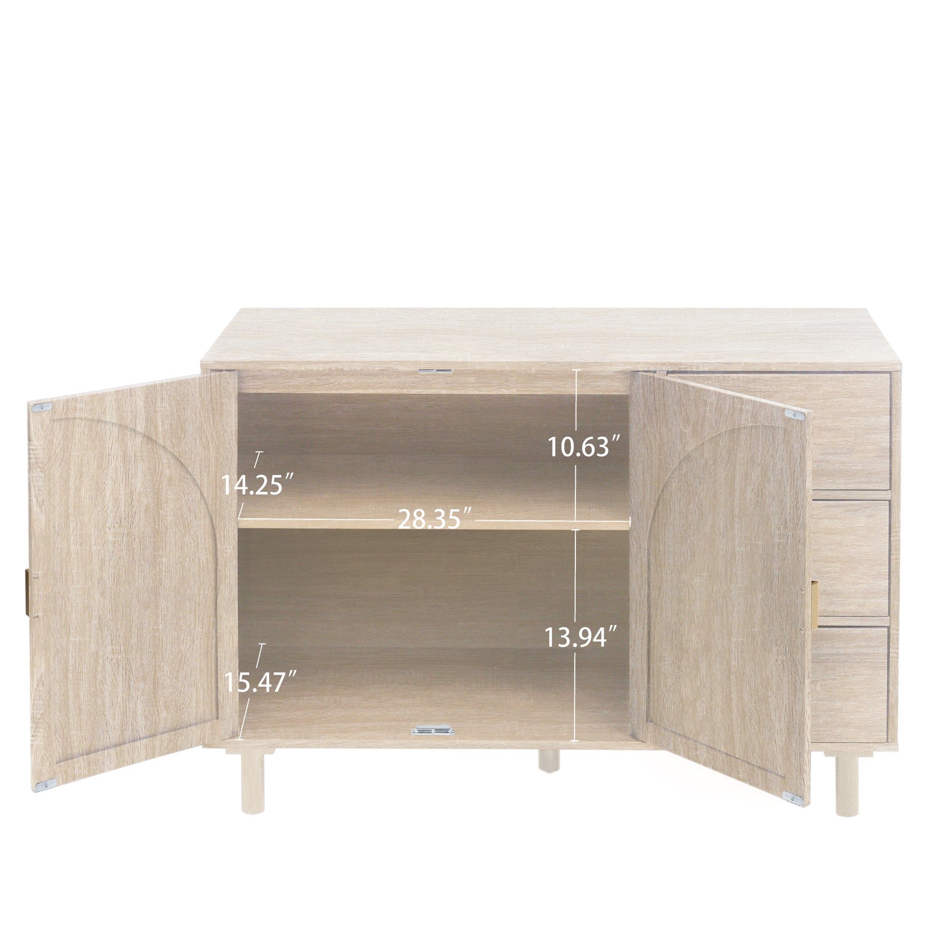 2 Door 3 Drawer Cabinet, Suitable For Bedroom, Living Room, Study Natural Mdf