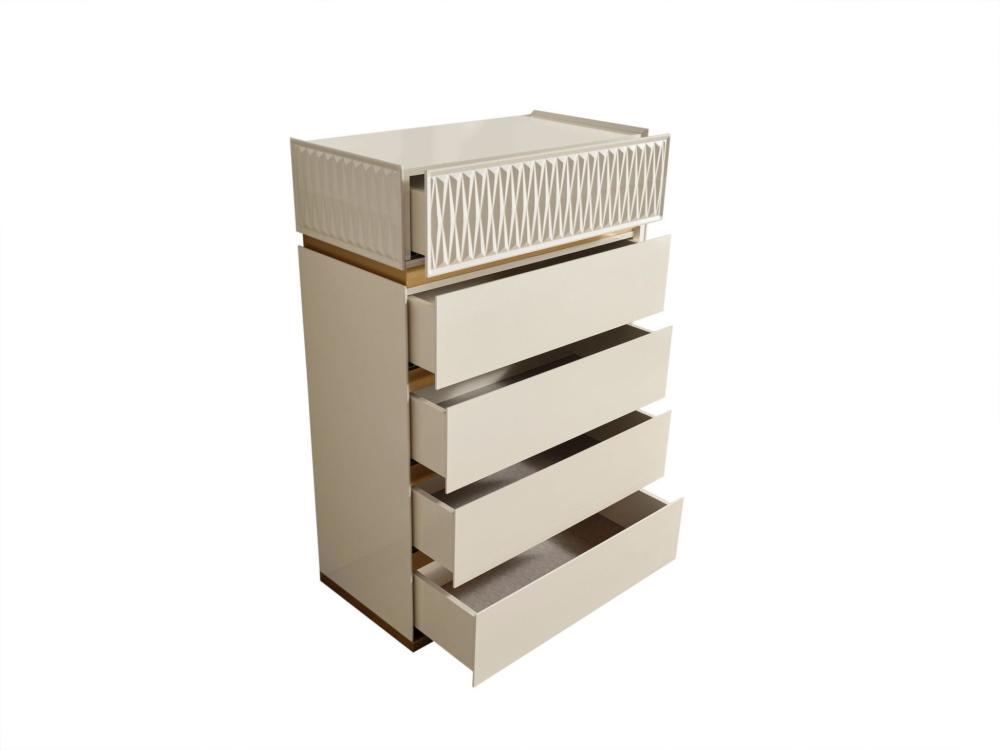 Delfano Modern Style 5 Drawer Chest Made With Wood In Beige Beige Bedroom Contemporary,Modern Solid Wood Mdf Wood