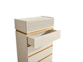 Delfano Modern Style 5 Drawer Chest Made With Wood In Beige Beige Bedroom Contemporary,Modern Solid Wood Mdf Wood