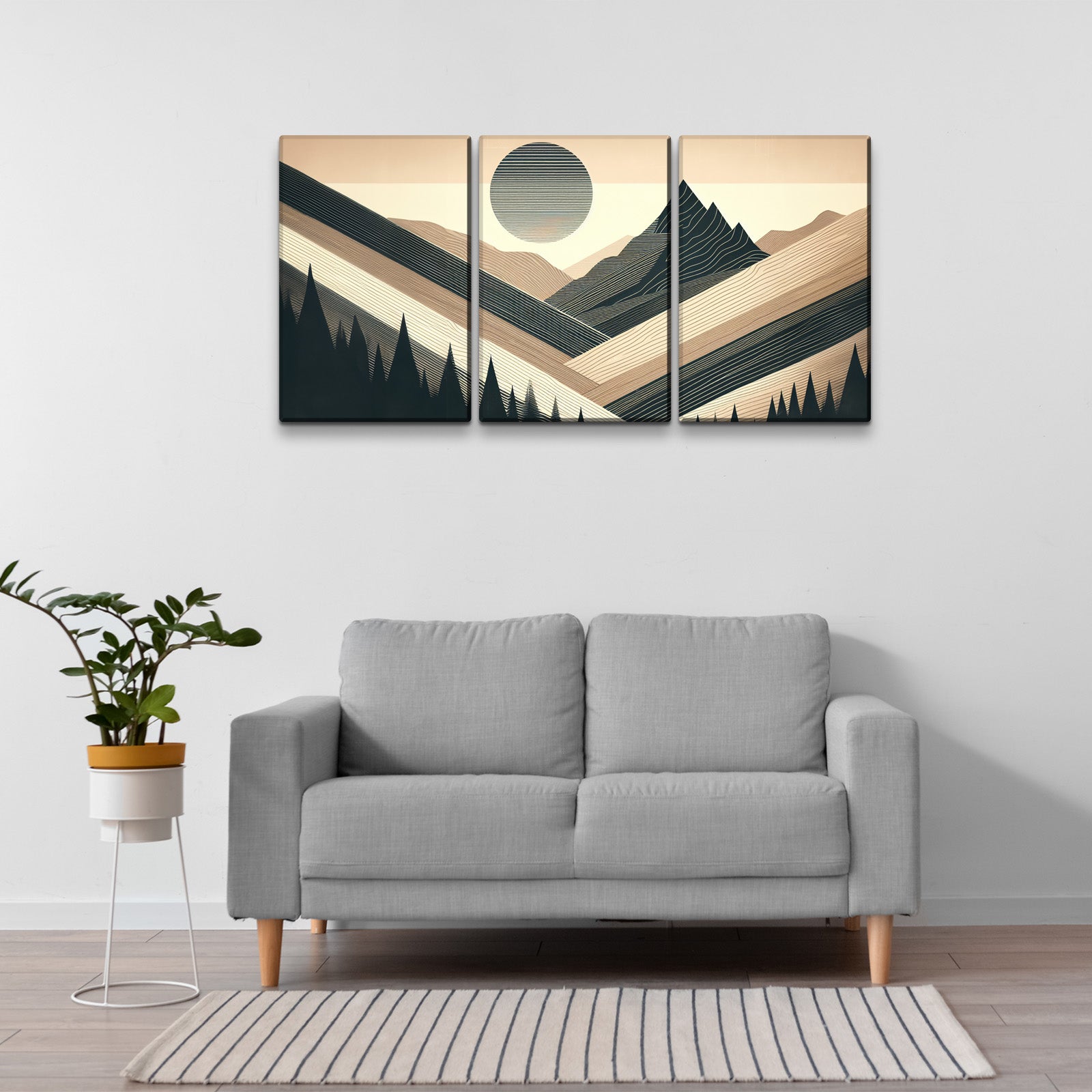 3 Panels Framed Abstract Wood Grain Boho Style Mountain & Forest Canvas Wall Art Decor,3 Pieces Mordern Canvas Painting For Office,Dining Room,Living Room, Bedroom Decor 1218In Thickness 1.5Inch Rectangle Framed Multicolor Oversized 41In Canvas Nature