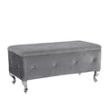 Tufted Storage Ottoman Bench For Bedroom End Of Bed Large Upholstered Storage Benches Footrest With Crystal Buttons For Living Room Entryway Grey Tufted White Bedroom Grey Pine Wood Gray Vanity Stools Velvet Solid American