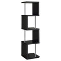 Black And Chrome 4 Tier Bookcase 4 Black Horizontal Office Open Back Wood Contemporary,Modern Wood