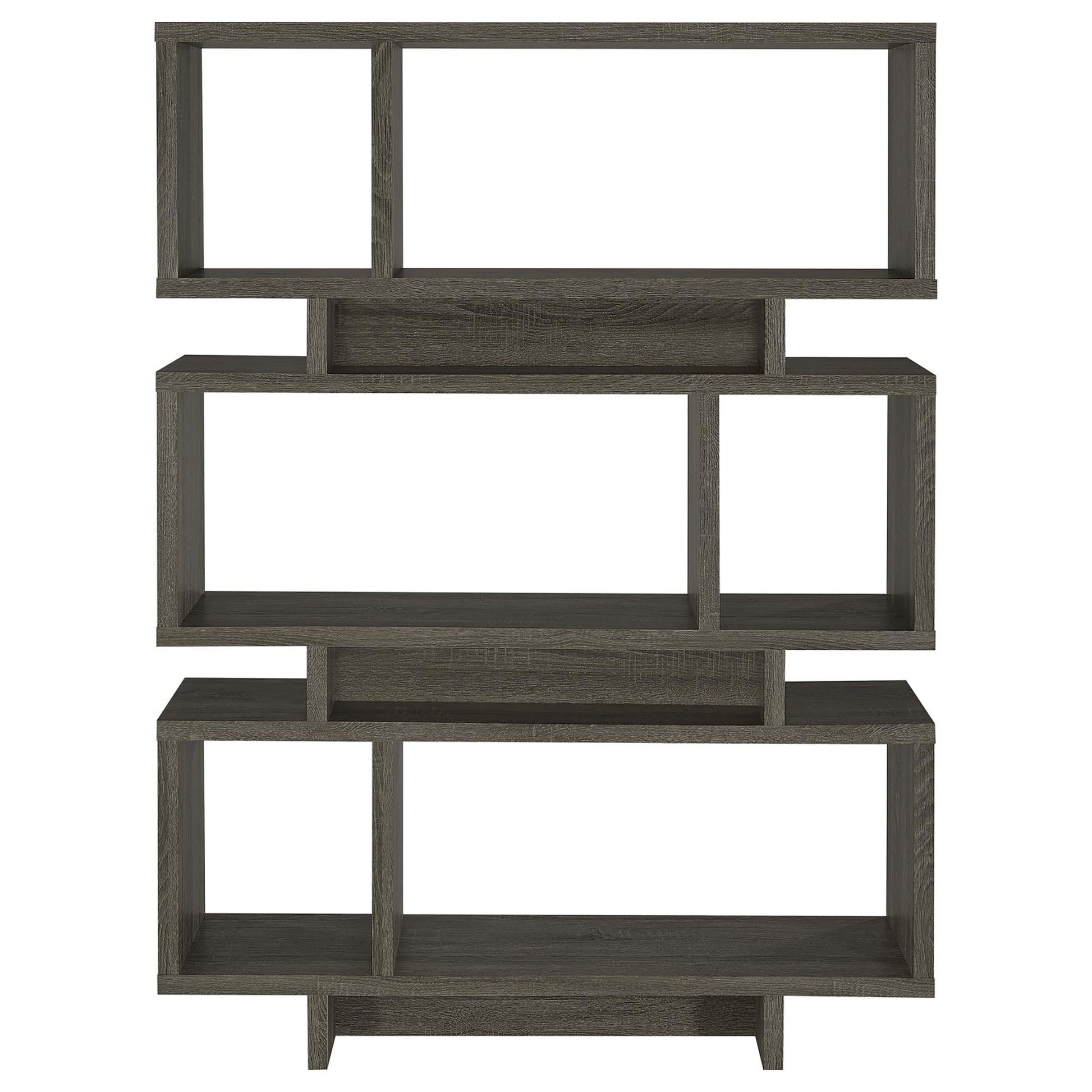 Weathered Grey 5 Shelf Bookcase 5 Grey Gray Horizontal Office Open Back Wood Contemporary,Modern Wood