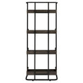 Dark Oak And Sandy Black 4 Shelf Open Back Bookcase 4 Black Standard Horizontal Office Open Back Wood Industrial Wood