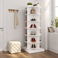 360 Rotating Shoe Cabinet 6 Layers White Melamine