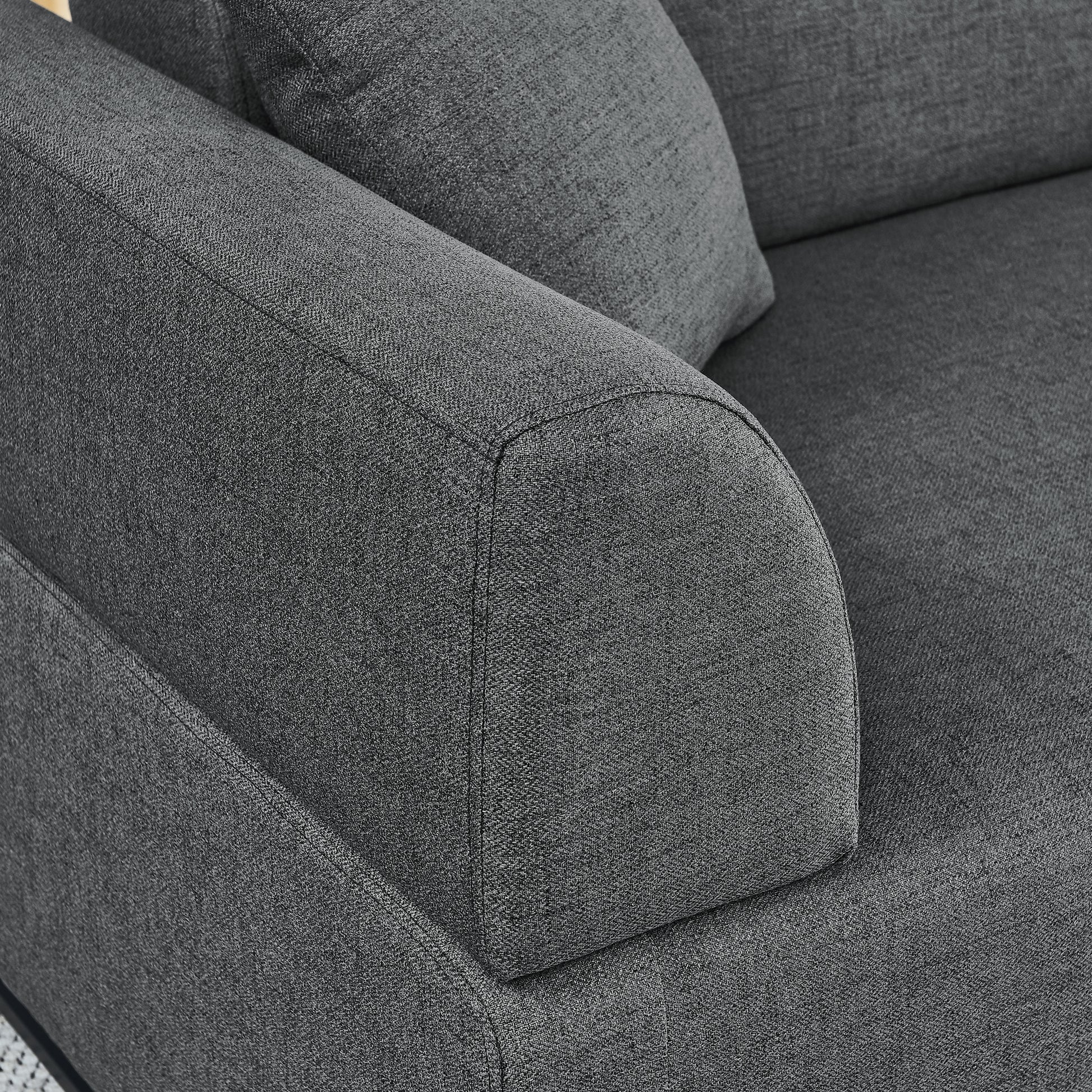 Linen Fabric 3 Seat Sofa With Two End Tables And Two Pillows, Removable Back And Armrest, Morden Style Upholstered 3 Seat Couch For Living Room Grey Linen Wood Medium Soft Loose Back Eucalyptus Square Arms Foam 3 Seat