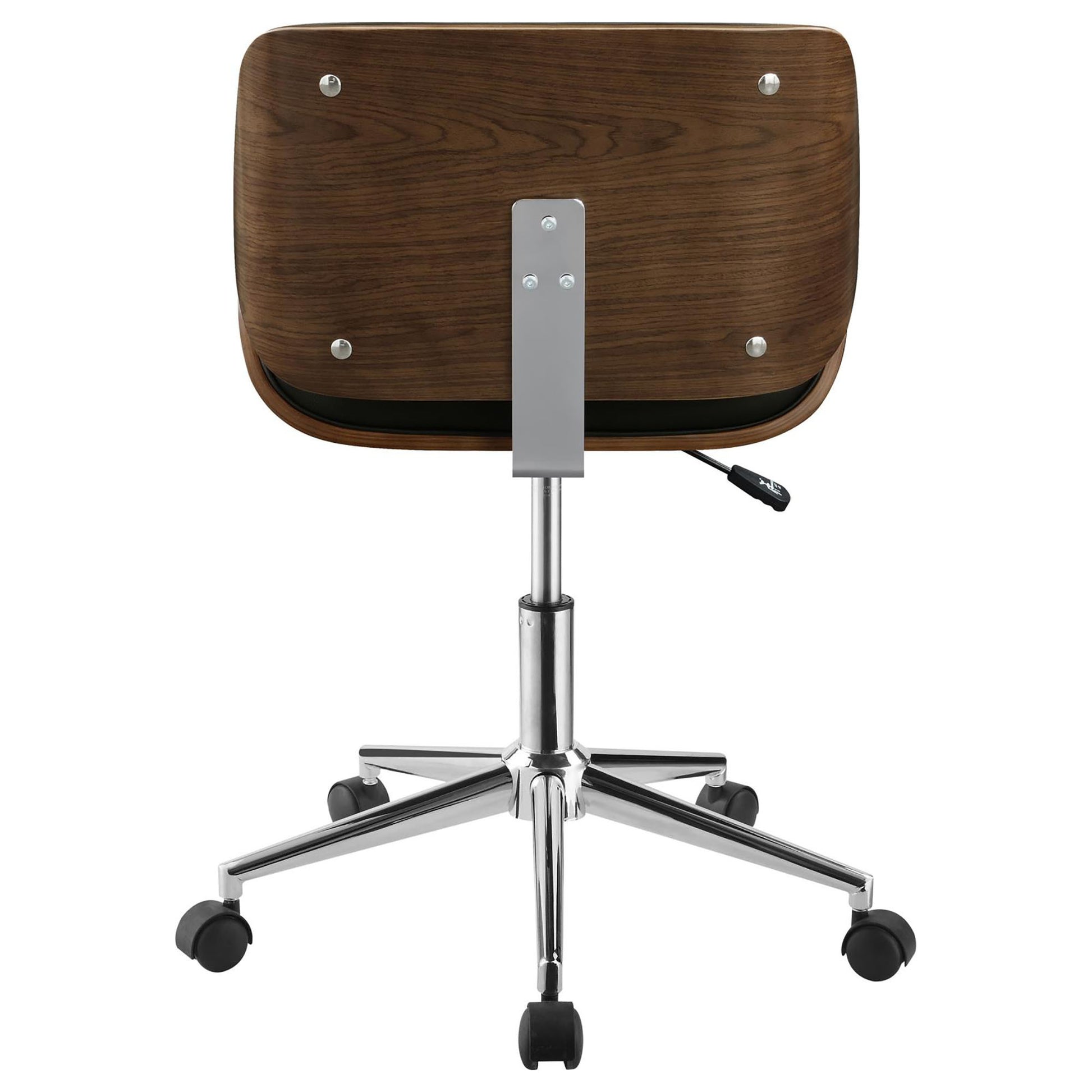 Black And Walnut Swivel Office Chair Solid Black Office Spot Clean Contemporary,Modern Office Chairs Solid Back Foam Adjustable Height Upholstered