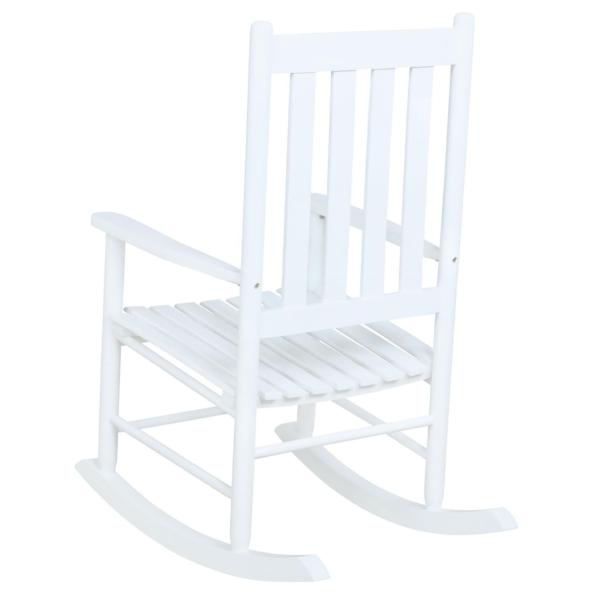 White Slat Back Rocking Chair White White Primary Living Space Farmhouse,Rustic Rocking Chairs Acacia Slat Back Wood